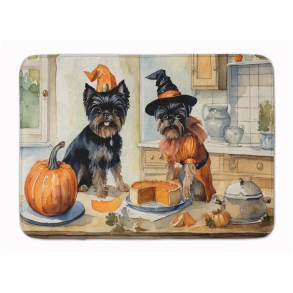 Affenpinscher Fall Kitchen Pumpkins Memory Foam Kitchen Mat 27 in x 19 in