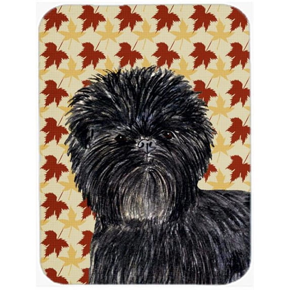 Affenpinscher Fall Leaves Portrait Glass Cutting Board - Large