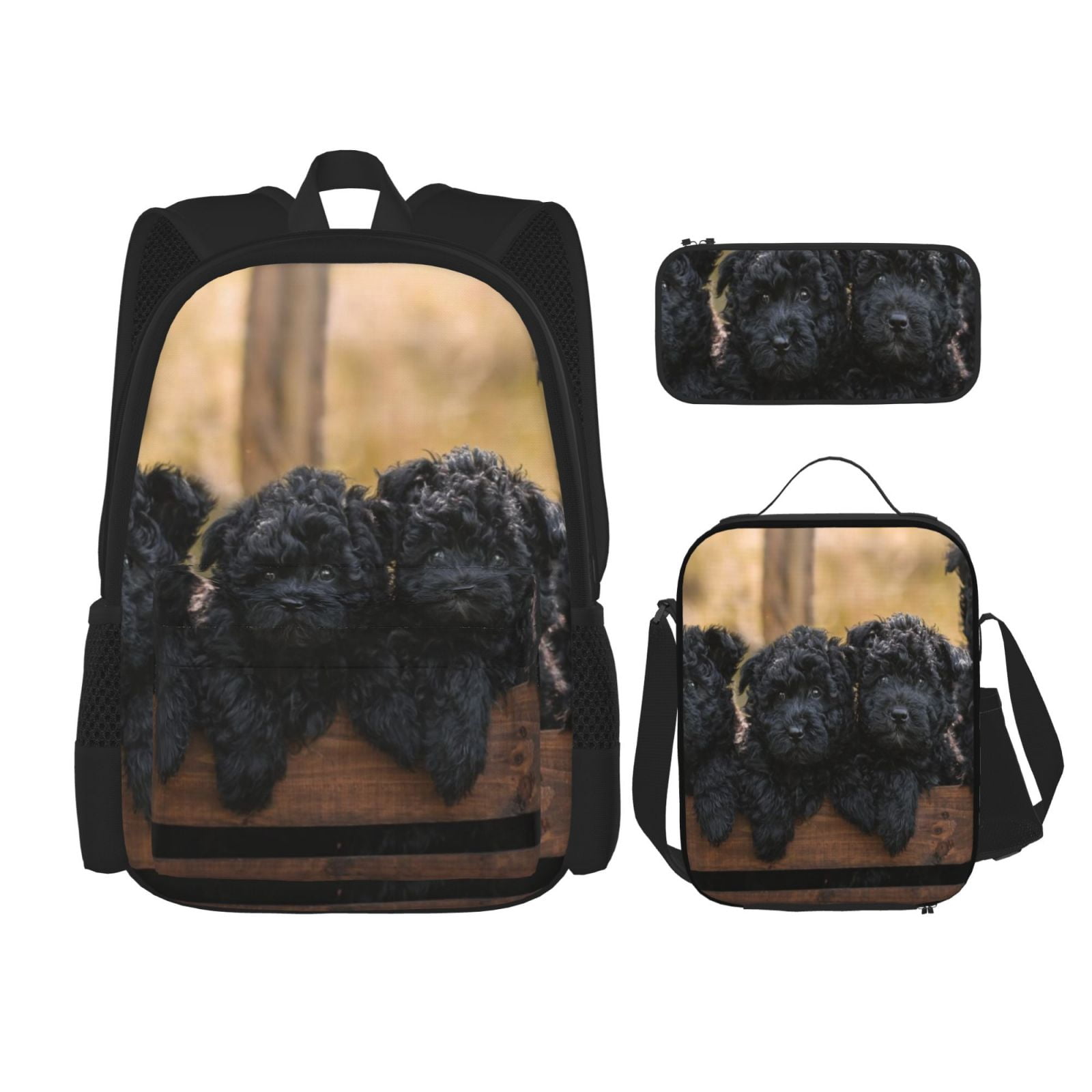 Affenpinscher Family Puppies Black Dogs Monkey School Bag with Lunch