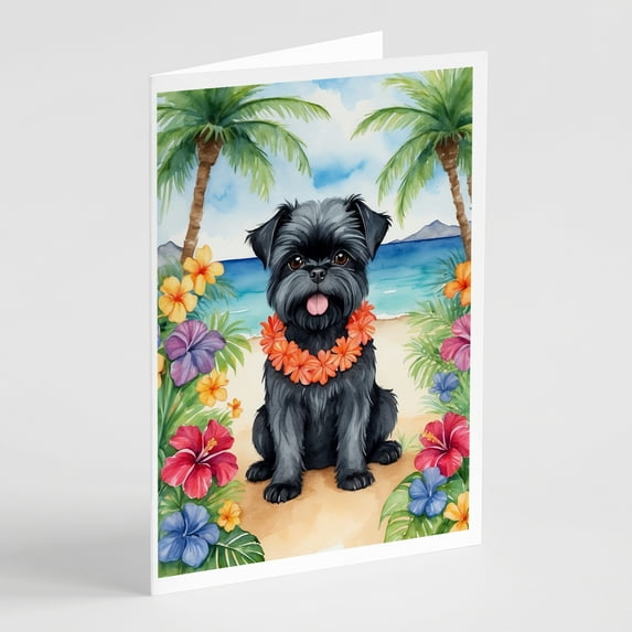 Affenpinscher Luau Greeting Cards Pack of 8 7 in x 5 in
