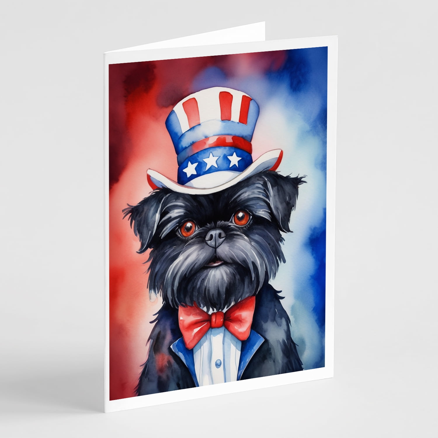 Affenpinscher Patriotic American Greeting Cards Pack of 8 7 in x 5 in