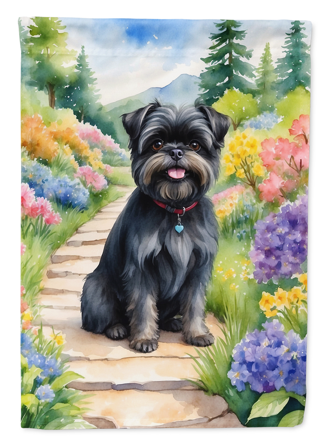 Affenpinscher Spring Garden House Flag 28 in x 40 in