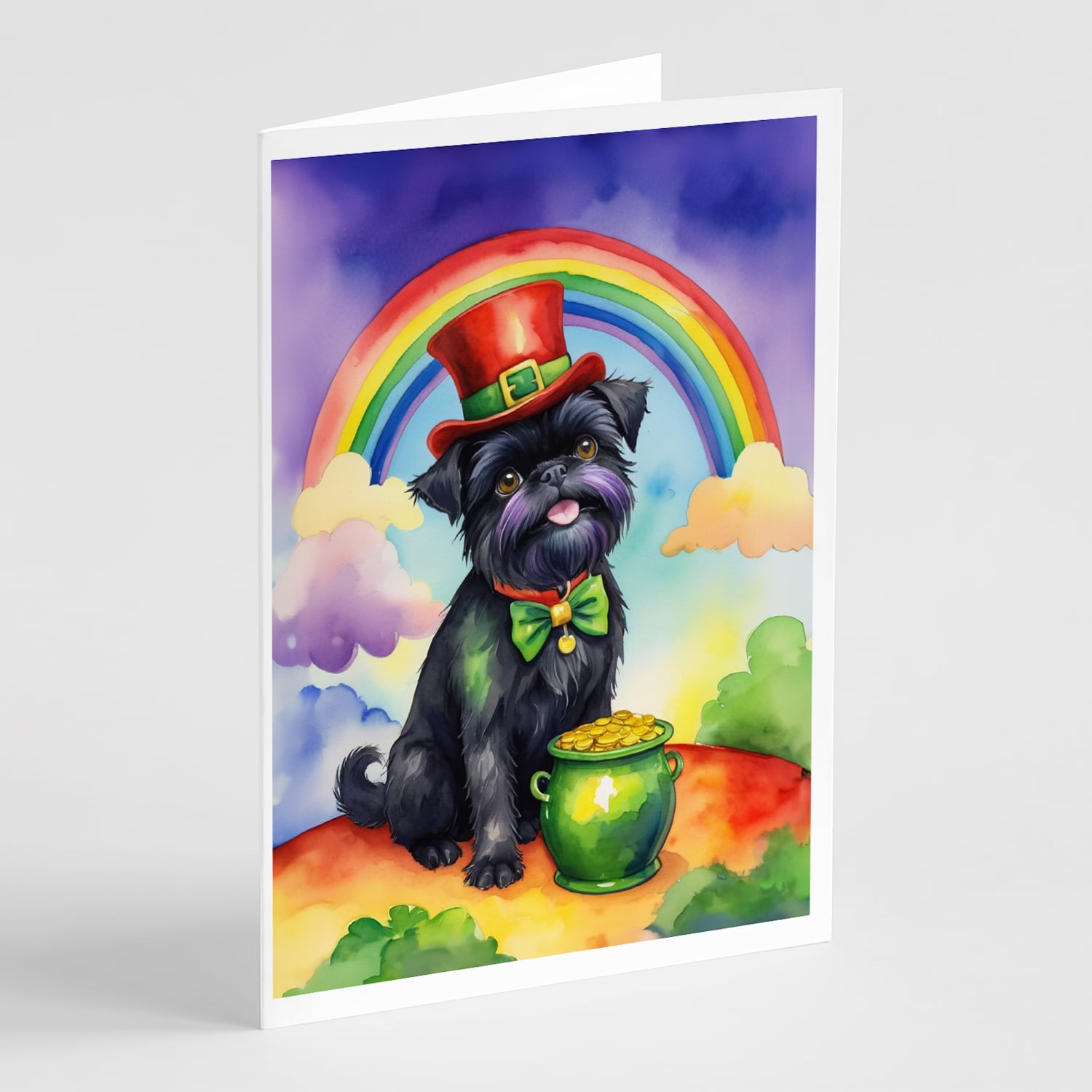 Affenpinscher St Patrick's Day Greeting Cards Pack of 8 7 in x 5 in