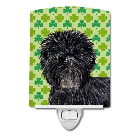 Affenpinscher St. Patricks Day Shamrock Portrait Ceramic Night Light