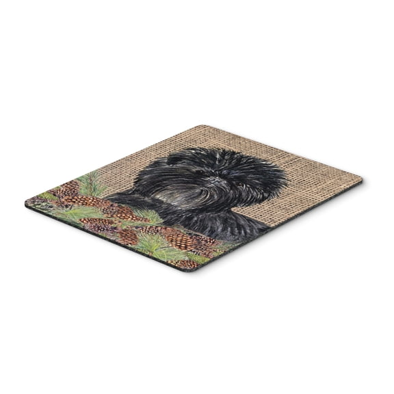 "Affenpinscher on Faux Burlap with Pine Cones Mouse Pad Hot Pad or Trivet"