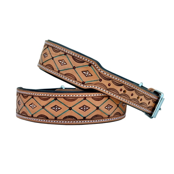 Affilare Leather Dog Collar Western Style Heavy Duty Padded for Puppies and Big Dogs 10AB166-L