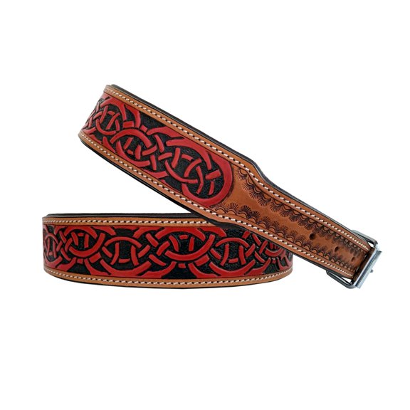Affilare Leather Dog Collar Western Style Heavy Duty Tooled Padded for Comfort 10AB149-L