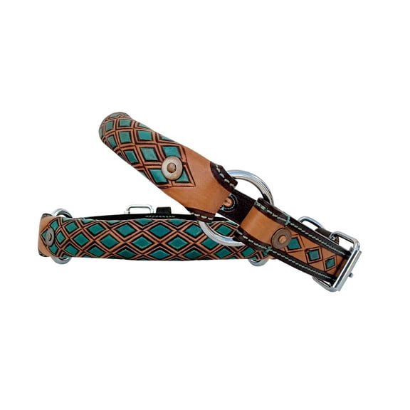 Affilare Leather Dog Collar Western Style Heavy Duty Tooled Padded for Comfort 10AB165-L