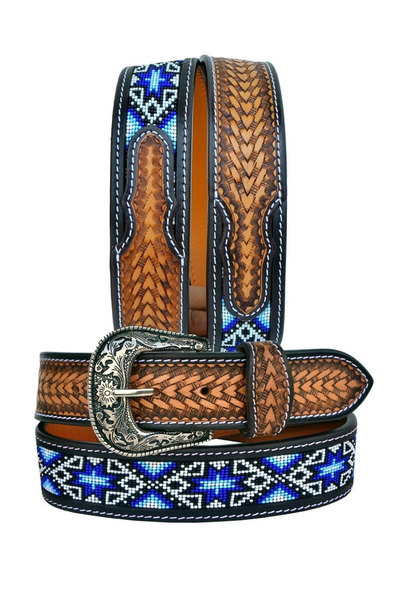 Affilare Western Genuine Leather Beaded Belt For Men and Women 30AB007-30