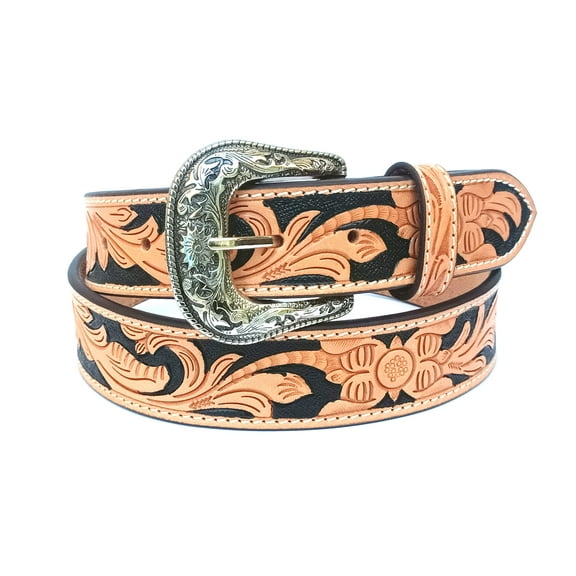 Affilare Western Genuine Leather Floral Tooled Jeans Belt For Men and Women 30WE007-40