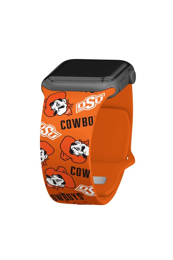 Oklahoma State HD Scattered Logo Unisex Watch Band for Apple Watch, 42/44/45/49mm(46mm Series 10) Long by Affinity Bands