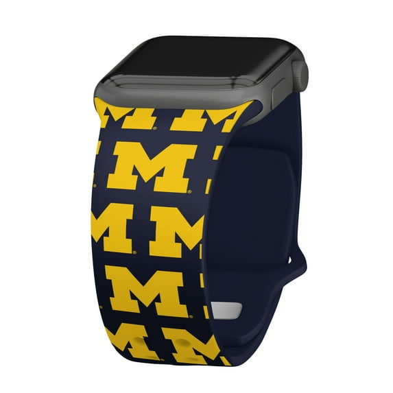 Wolverines HD Repeating Logo Unisex Watch Band for Apple Watch, 38/40/41mm(42mm Series 10/11) Short by Affinity Bands