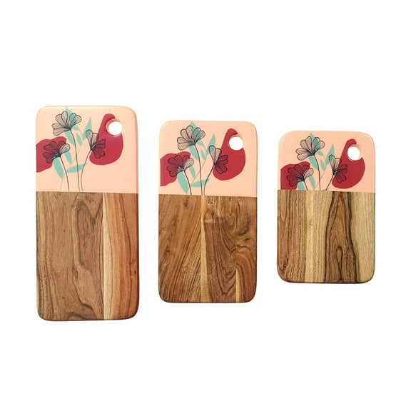 Affinity Dcor Resin Print Set Of 3 Cutting Board Kitchen Deco with Grooves Festive Dcor Epoxy Wood Cutting Board Handmade Large Charcuterie Board Handcrafted Acacia Wood Cutting Board (329)