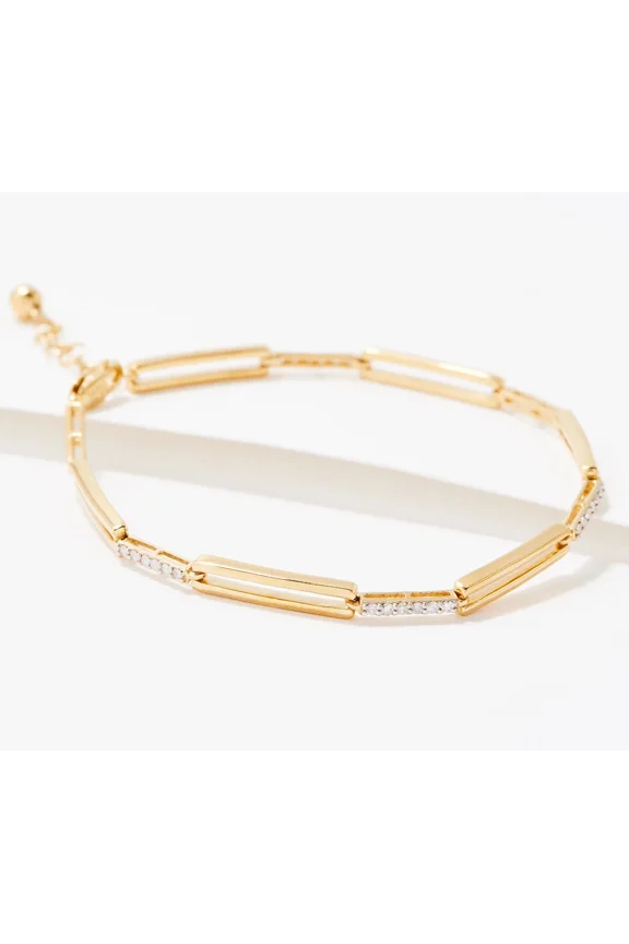 Affinity Diamond Pave Paperclip Bracelet, 14K gold-plated sterling silver,