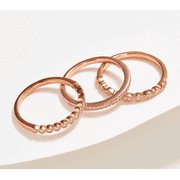Affinity Diamond Set of 3 Rose-Clad Sterling Silver Stackable Rings Size 7