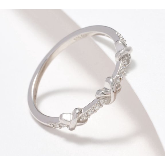 Affinity Diamond Sterling Silver X-Design Ring, Size 6