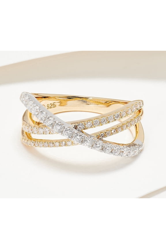 Diamonds 0.50CT Two-Tone Ring Sterling Silver, Size 7