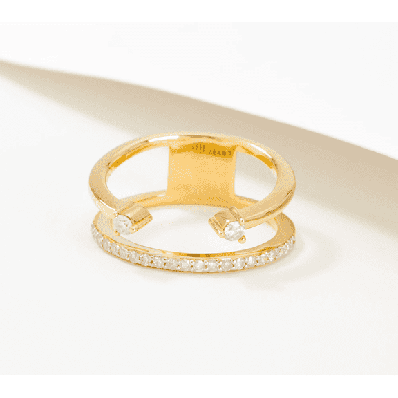 Affinity Diamonds Golclad Sterling Silver Connected Band Ring, Size 7