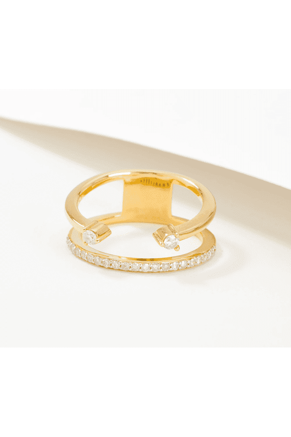 Diamonds Golclad Sterling Silver Connected Band Ring, Size 7