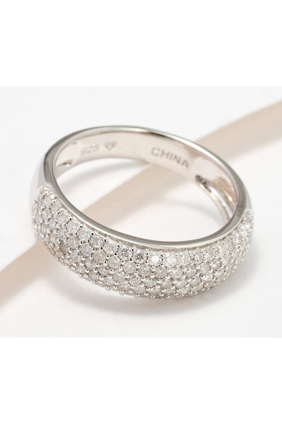 Diamonds Sterling Silver Band Ring, Size 11