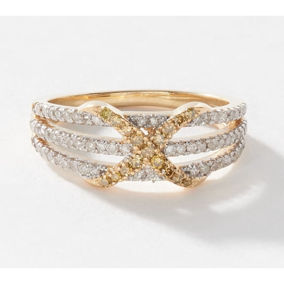 Affinity Diamonds Sterling Silver Goldclad Criss-Cross Ring, Size 7