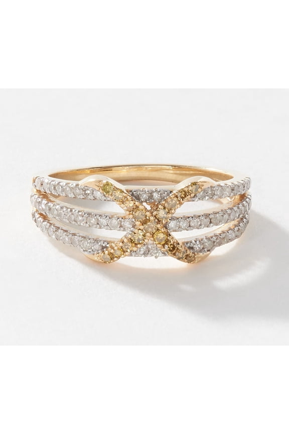 Diamonds Sterling Silver Goldclad Criss-Cross Ring, Size 7