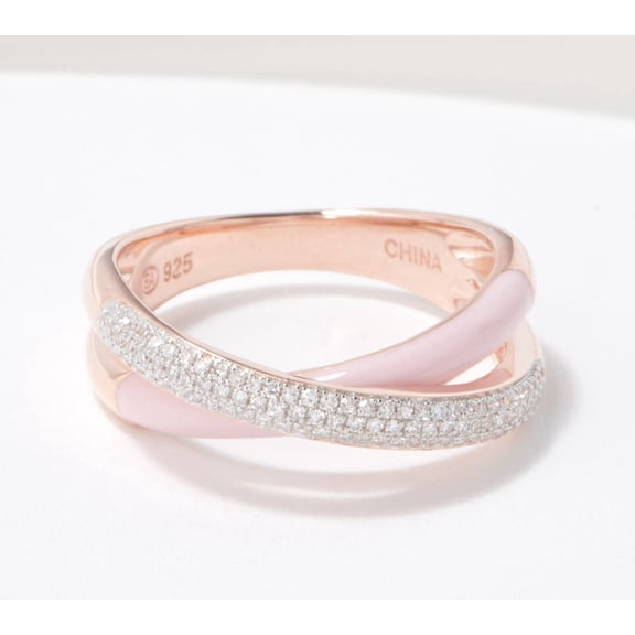 Affinity Diamonds Sterling Silver Pink / Rose Enamel Bypass Ring, Size 8