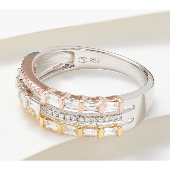 Affinity Diamonds Tri- Color Ring, Sterling, Size 5