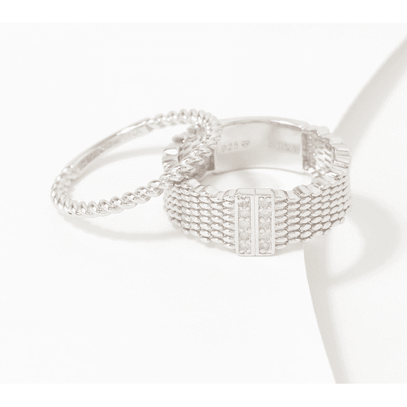Affinity Diamonds x Ali Carr Sterling Silver Ring Set Size 5