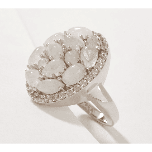 Affinity Gem Rainbow Moonstone Oval Cluster Ring, Sterling Silver