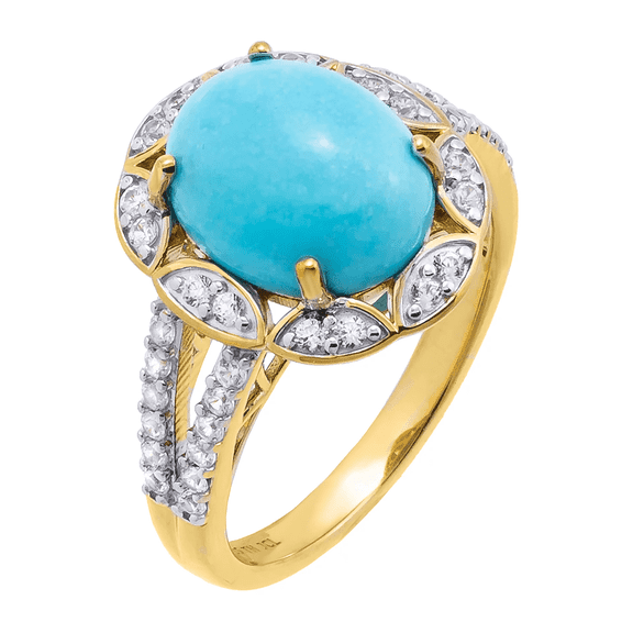 Affinity Gems 14k Goldclad Silver Sterling Turquoise & White Zircon Ring, Size 7