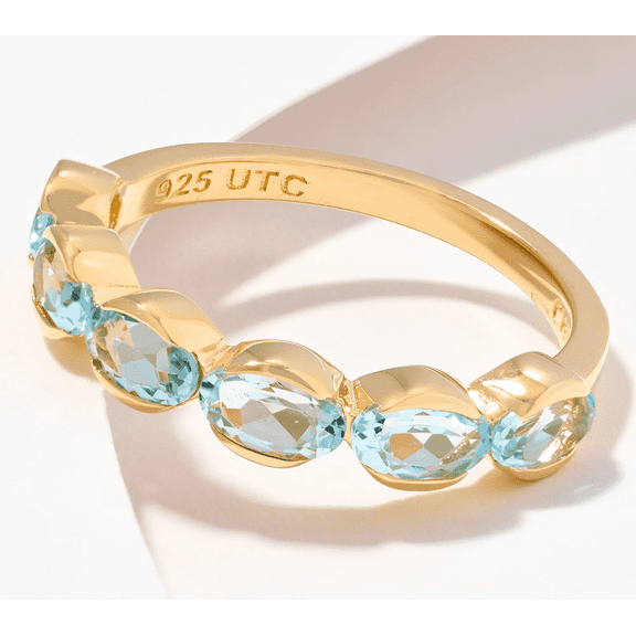 Affinity Gems Gold-Over Sterling Silver Semi-Precious Blue Topaz Band Ring Size 6