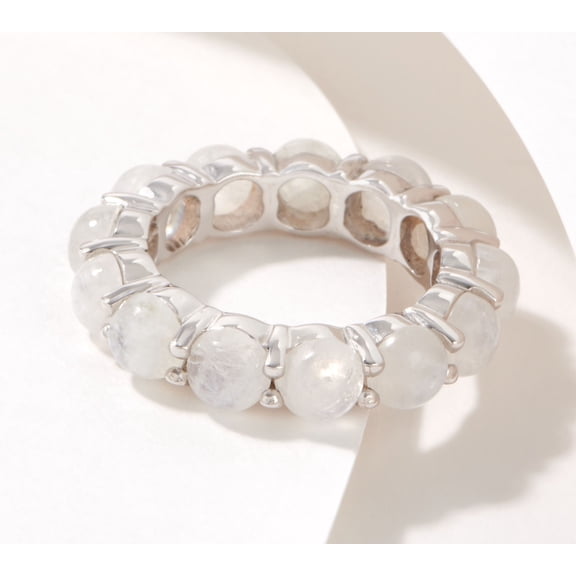 Affinity Gems Moonstone Cabochon Eternity Ring, Sterling Silver, Sz 8