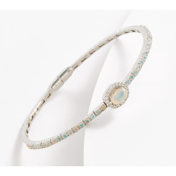 Affinity Gems Oval Stone Magnetic Opal Gemstone Bangle Sterling Silver