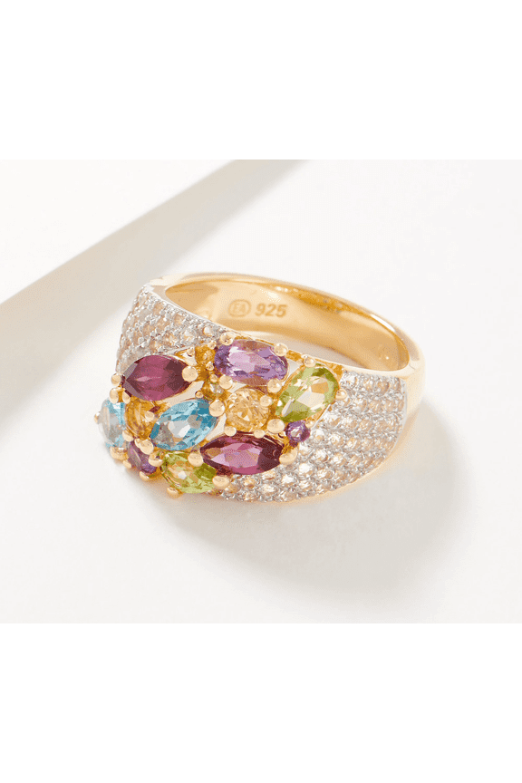 Gems Semi-Precious Multi Gemstone Waterfall Ring, Sterling Silver, Size 10