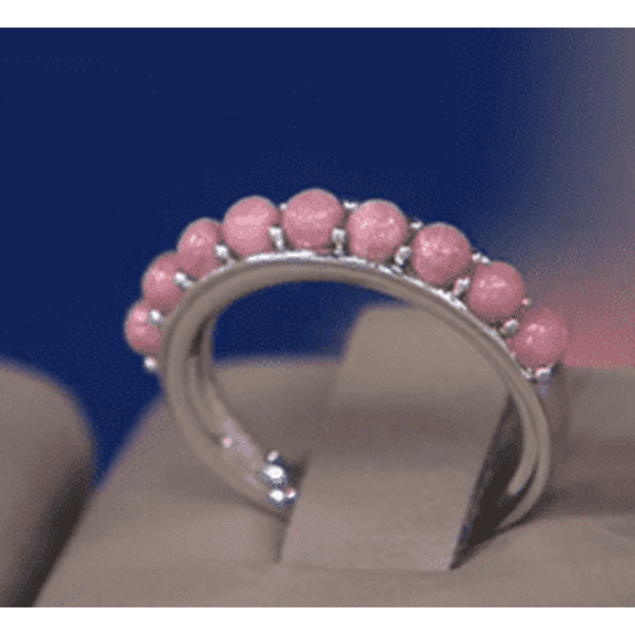 Affinity Gems Sterling Silver Cabochon Rhodonite Gemstone Band Ring, Size 8