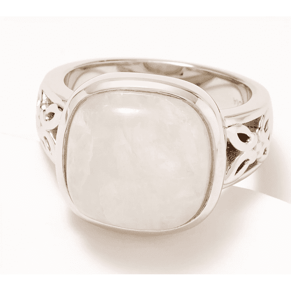 Affinity Gems Sterling Silver Cushion Cut Moonstone Gemstone Ring Size 7