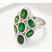 Affinity Gems Sterling Silver Exotic Chrome Diopside Cluster Cocktail Ring Size 7