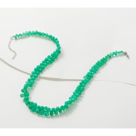 Affinity Gems Sterling Silver Faceted Beaded Green Calcedony Necklace, 18"