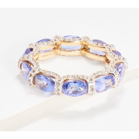 Affinity Gems Sterling Silver Goldclad Oval Tanzanite & White Topaz Band Ring, Size 8