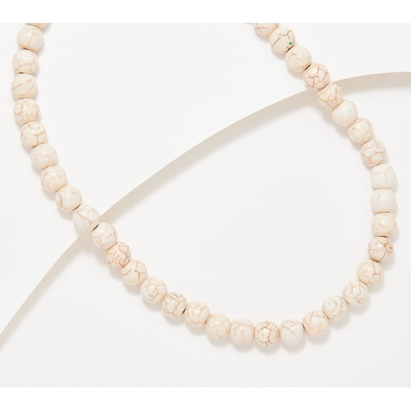 Affinity Gems Sterling Silver Opaque Round White Gemstone Beaded Necklace, 18" +2"
