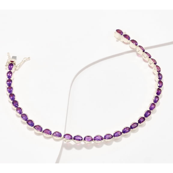 Affinity Gems Sterling Silver Oval Cut Amethyst Tennis Bracelet 8"