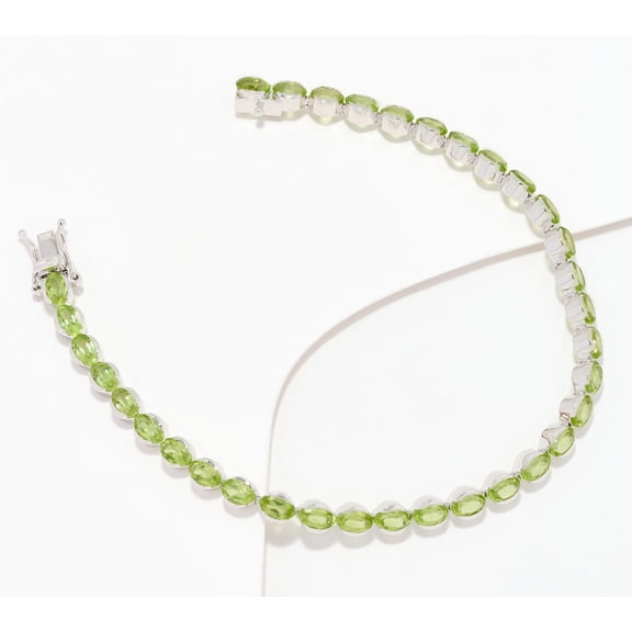 Affinity Gems Sterling Silver Oval Cut Peridot Tennis Bracelet, 7-1/4"