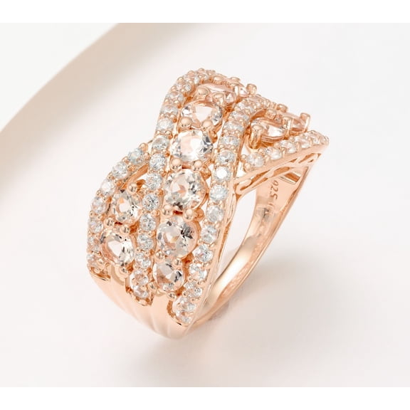 Affinity Gems Sterling Silver Roseclad Morganite Highway Ring Size 5
