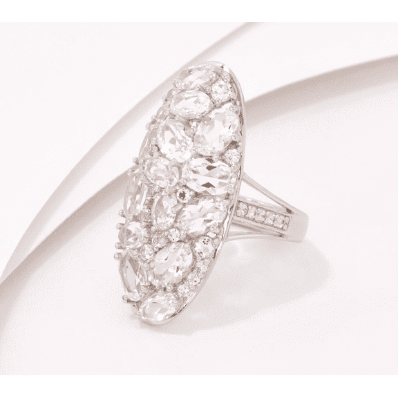 Affinity Gems Sterling Silver White Topaz Cluster Ring Size 6