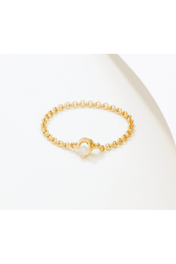 Gold-Over Sterling Silver Diamonds Chain Ring Size 8