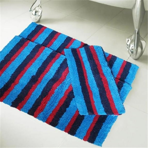 Affinity Linens MSBR3PC-100-MBL 100 percent Cotton Multi Color Stripe Bath Rugs - Multi Blue