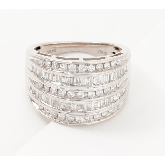 Affinity Rhodium-plated Sterling Silver Diamond Band Ring Size 7