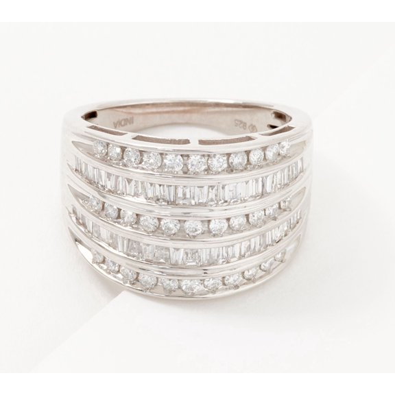Affinity Rhodium-plated Sterling Silver Diamond Band Ring Size 7