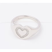 Affinity Rhodium-plated Sterling Silver Heart Signet Ring, Size 6